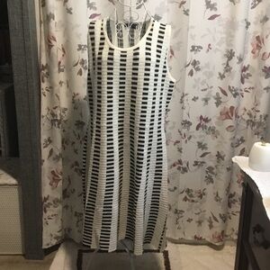 Lane Bryant Black and White Striped Midi Dress